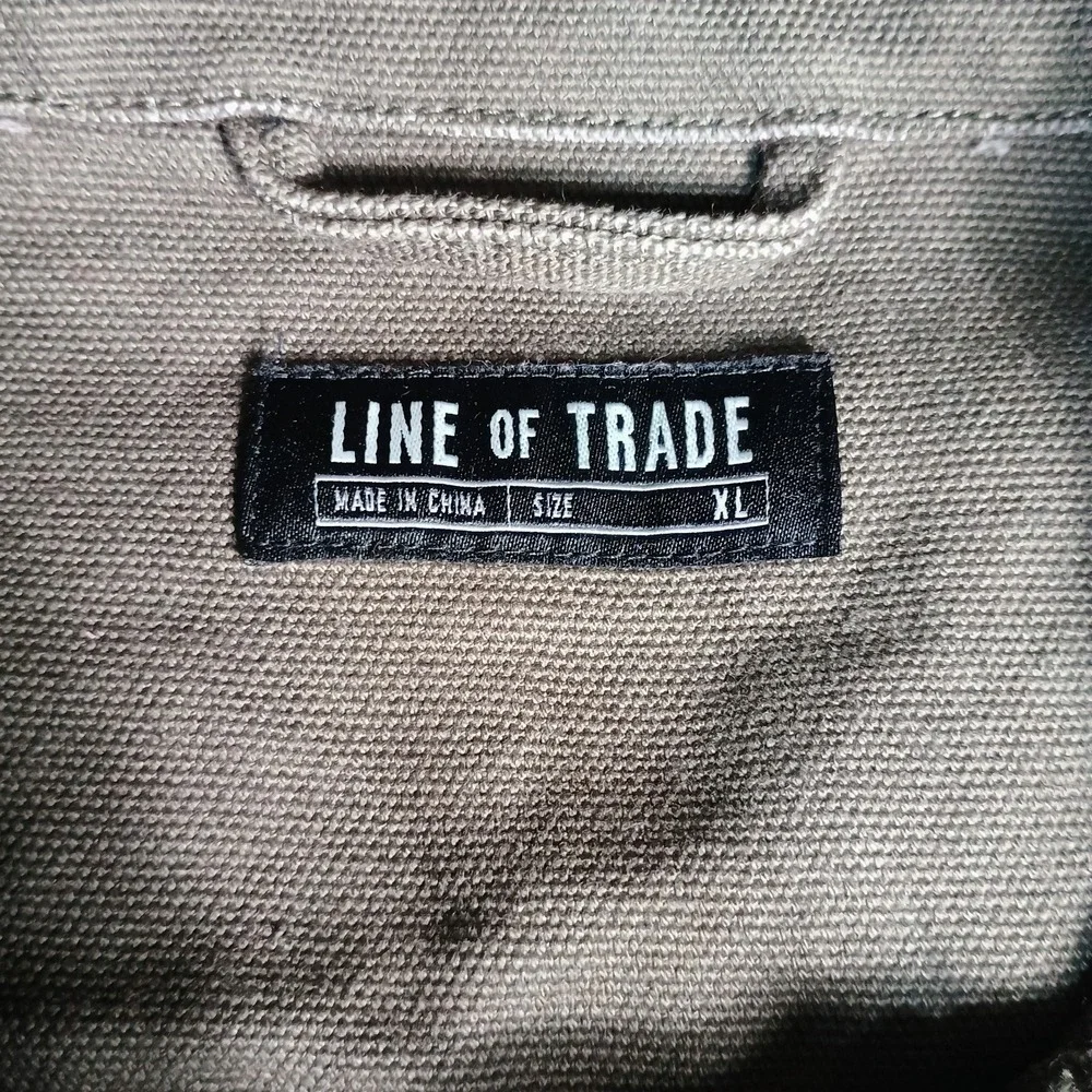 Line of Trade Trucker Jacket Men's XL Olive Green Canvas Cotton Button Front